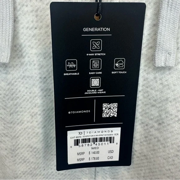 7 Diamonds Light Gray Zip-Up Hoodie